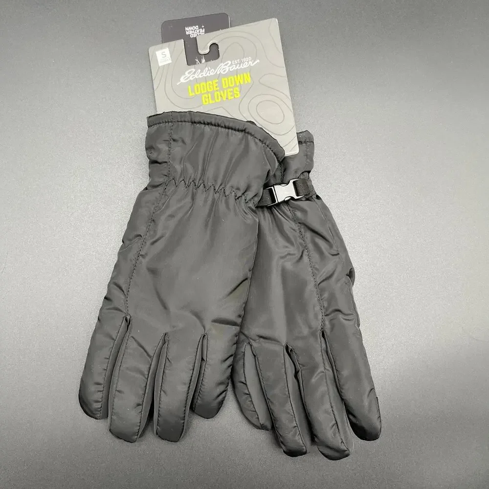 NWT Eddie Bauer Women's Lodge Down Gloves Black - Size Small